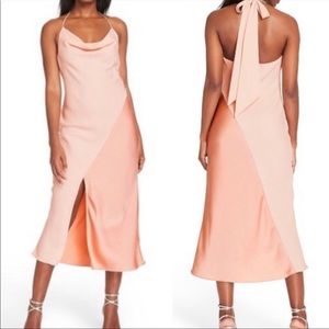 Pink silk slip dress
